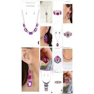 21 Paparazzi Sparkle Iridescent Fuchsia pink Sets Lot Necklace Rings Earrings‎